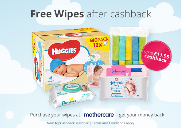 Free Wipes at Mothercare after Cashback